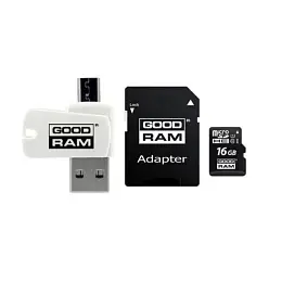 GOODRAM microSDHC karta 16GB M1A4 All-in-one (R:100/W:10 MB/s), UHS-I Class 10, U1 + Adapter + OTG card reader/čtečka Bezpečná Platba
